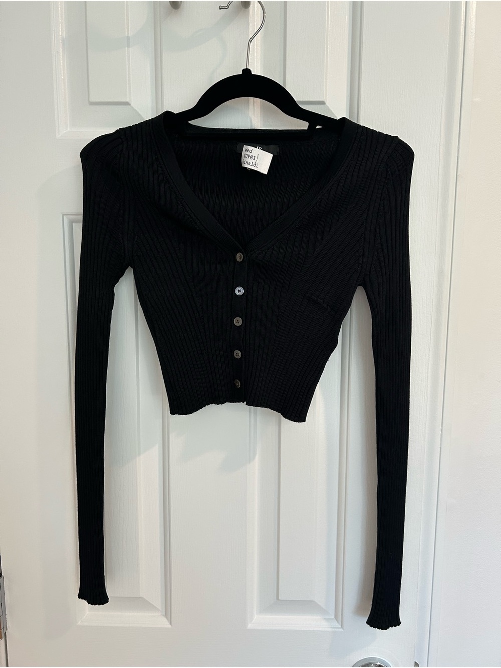 Banana Republic Black Ribbed Cropped Cardigan XS